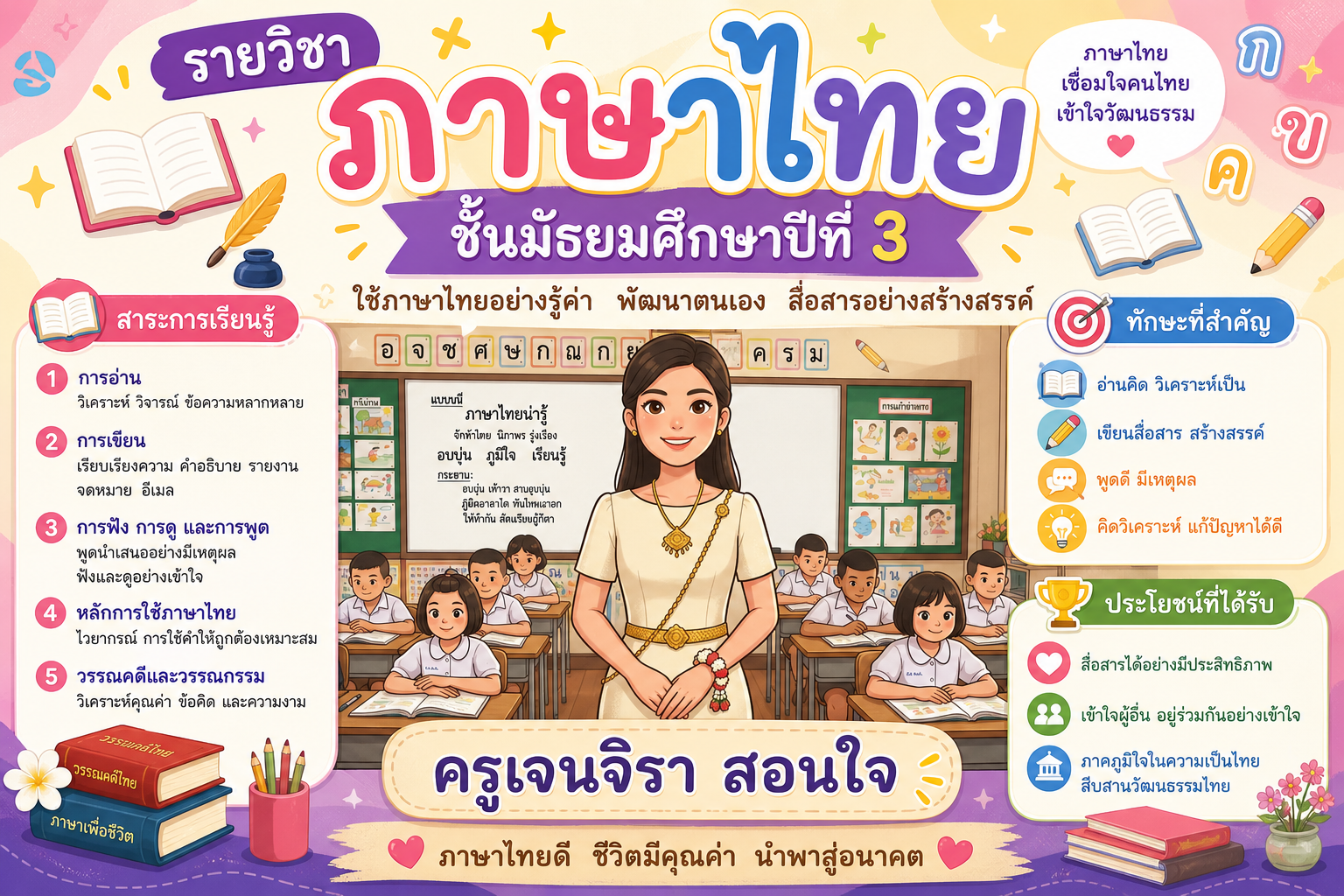 ท 31101 วิชาภาษาไทย ชั้นมัธยมศึกษาปีที่ 3 ภาคเรียนที่ 1